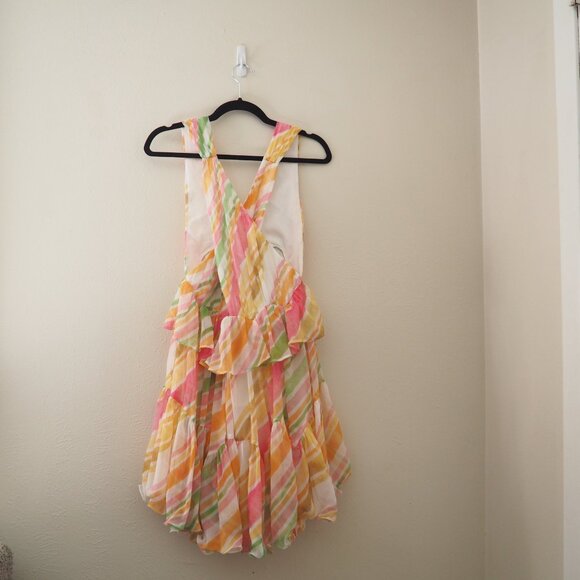 ASOS Plunge Pleated Sleeveless Tiered Mini Dress sz US 10 - Picture 4 of 8